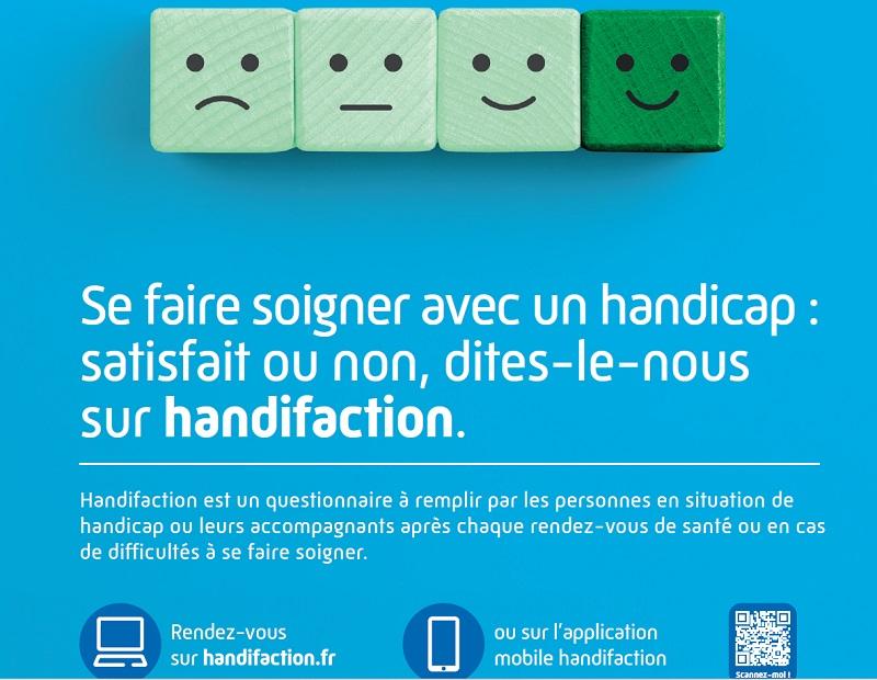 4 smileys sur fond bleu exprimant de l'insatisfaction à la satisfaction sont alignés. Les 3 premiers sont vert clair et le dernier le plus positif est vert foncé